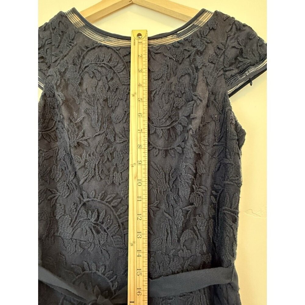 Adrianna Papell Lace Fit & Flare Dress Navy Blue women tie lance luxury size 6 - Picture 12 of 12